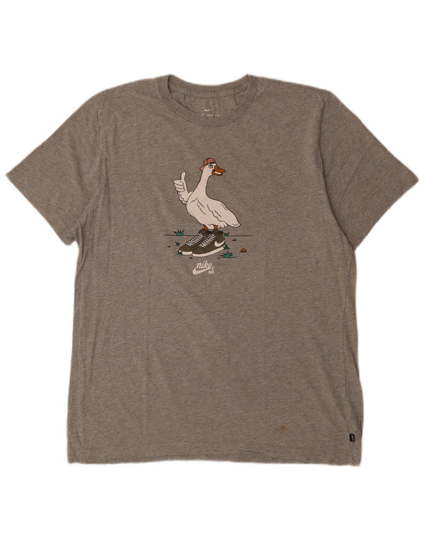 T-shirt grafica da uomo NIKE Top grande in cotone grigio