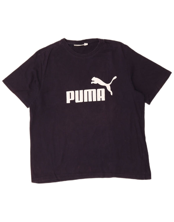T-shirt grafica da uomo PUMA Top XL in cotone blu navy