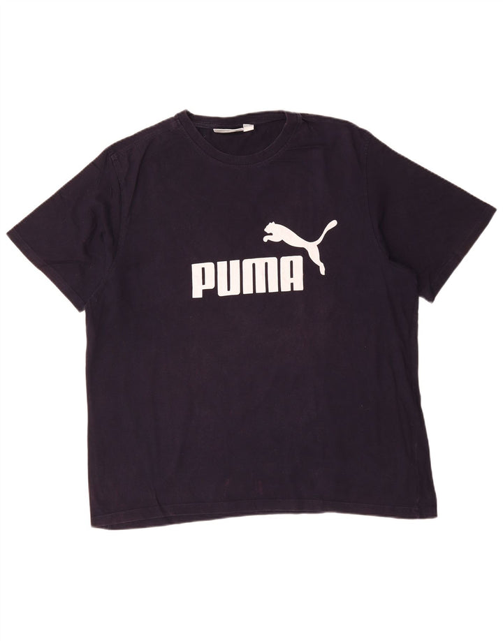 T-shirt grafica da uomo PUMA Top XL in cotone blu navy