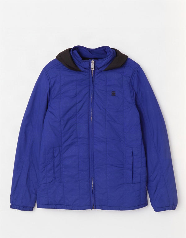 Giacca imbottita con cappuccio da donna G-Star UK 38 Nylon geometrico blu medio