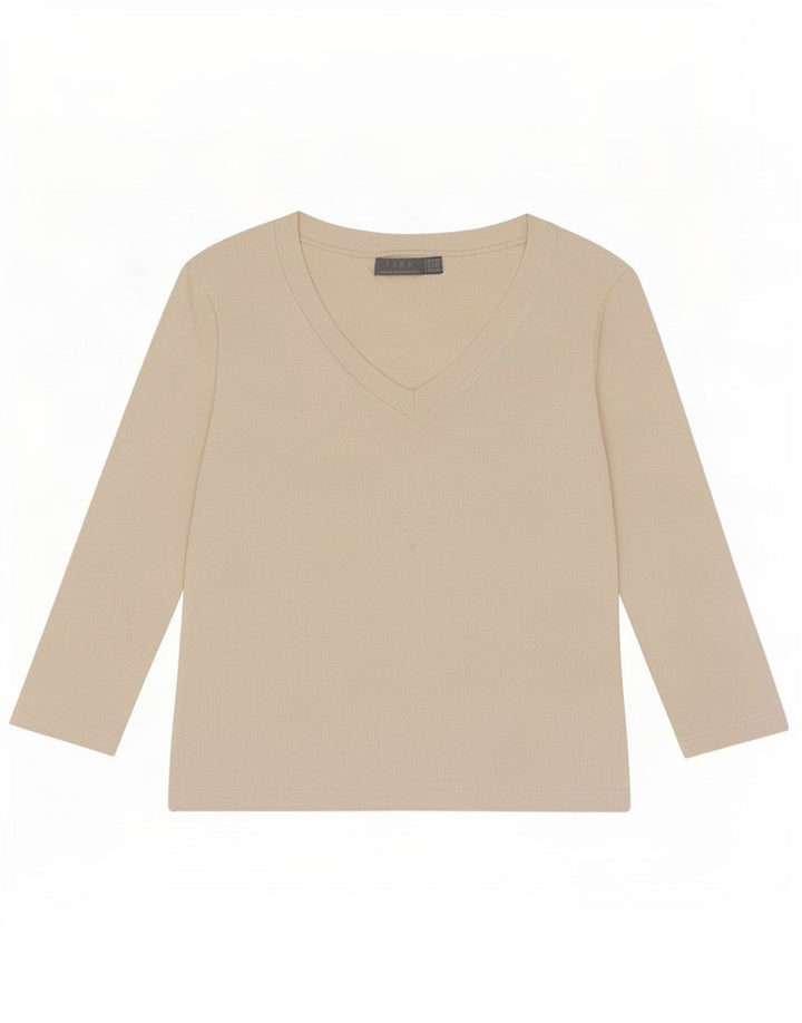 Top corto da donna Zara manica 3/4 UK 12 bianco medio