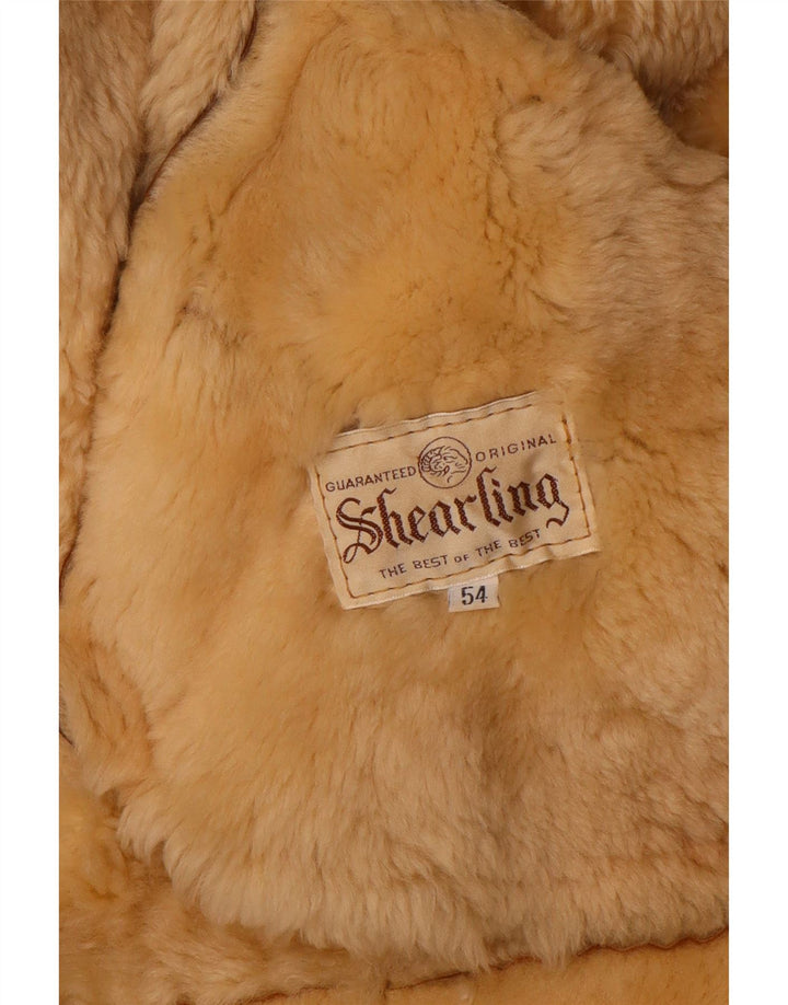 Giacca in shearling vintage da uomo IT 54 2XL Shearling marrone
