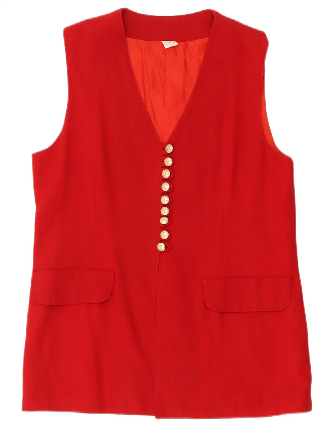 Gilet da donna vintage UK 14 medio rosso lana