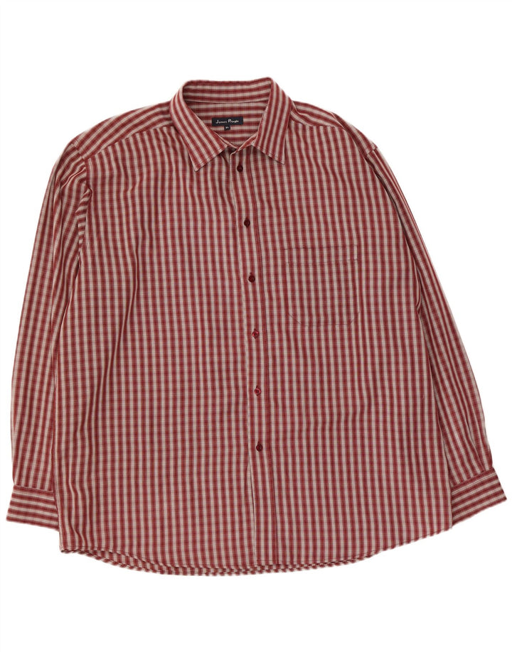 Camicia da uomo James Pringle XL a quadri bordeaux