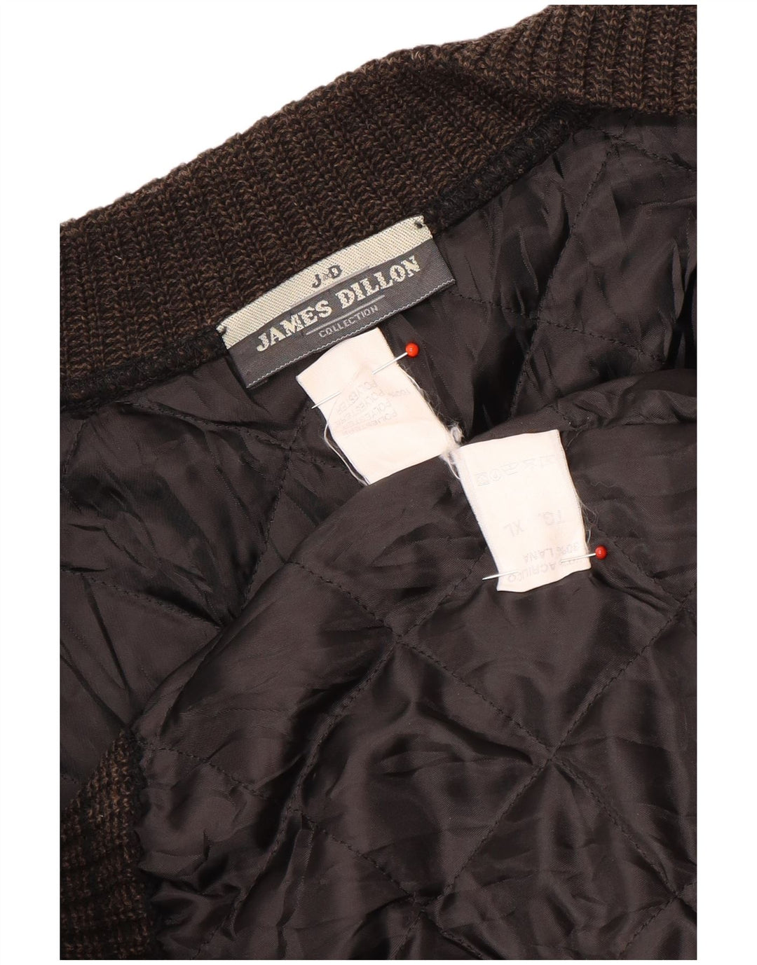 Maglione cardigan da uomo James Dillon XL marrone Chevron acrilico