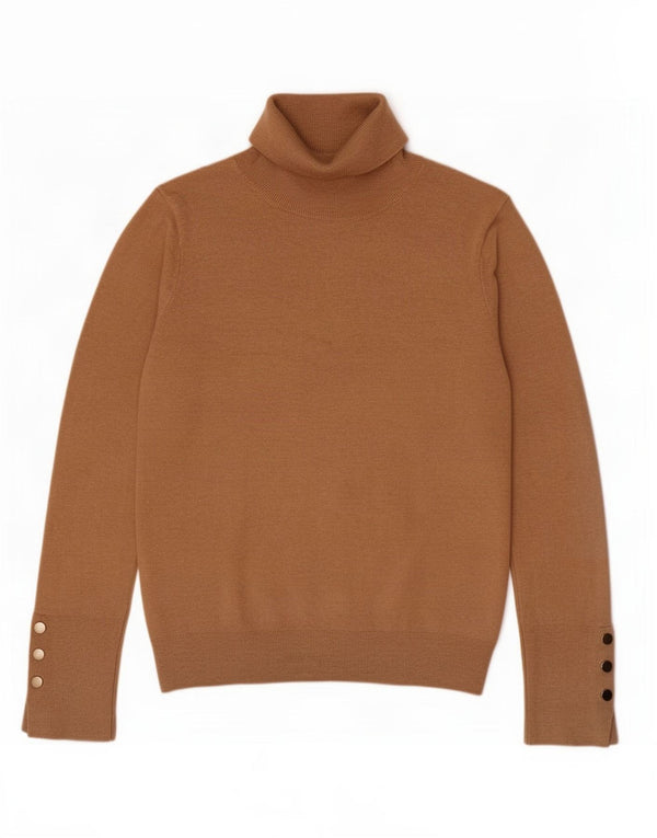 Maglione maglione a collo alto da donna Zara UK 14 grande viscosa marrone