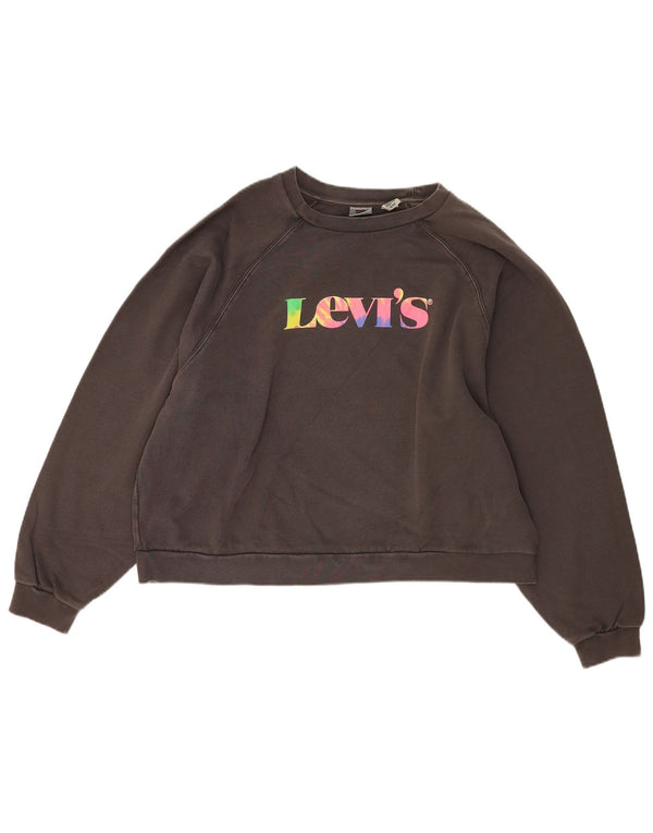 Felpa oversize con grafica da donna Levi's UK 18 XL Cotone grigio