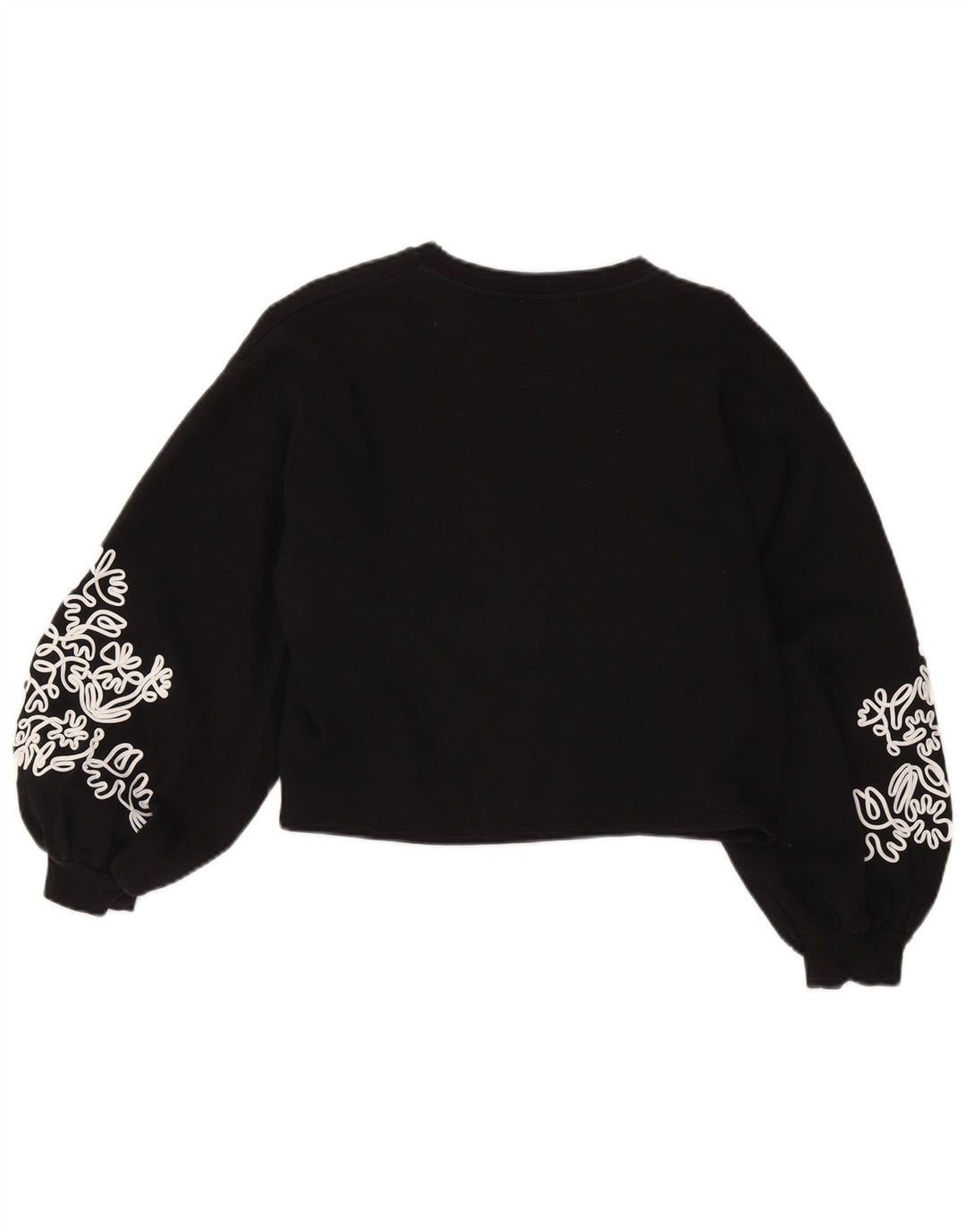 Felpa corta oversize da donna Zara, maglione UK 10, piccolo nero floreale
