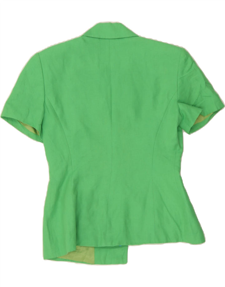 VINTAGE Womens 1 Button Short Sleeve Blazer Jacket IT 42 Medium Green Vintage Vintage and Second-Hand Vintage from Messina Hembry 