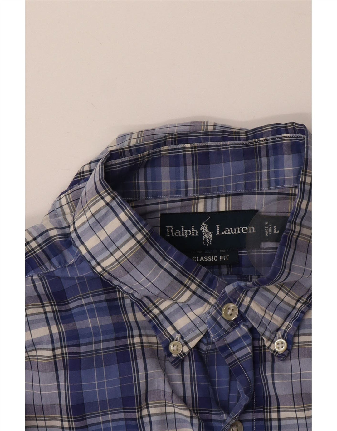 Camicia Ralph Lauren da uomo dalla vestibilità classica, grande, in cotone a quadri blu navy