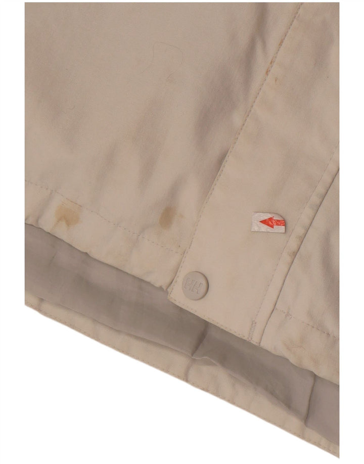 Giacca antipioggia da uomo con cappuccio Helly Hansen UK 40 Large in nylon bianco sporco