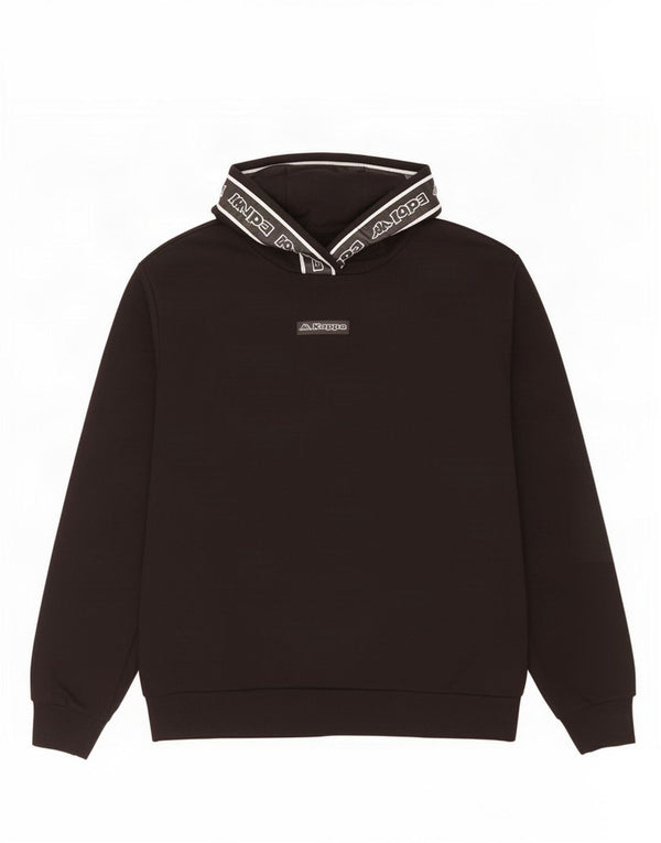 Maglione con cappuccio grafico da uomo Kappa grande in cotone nero