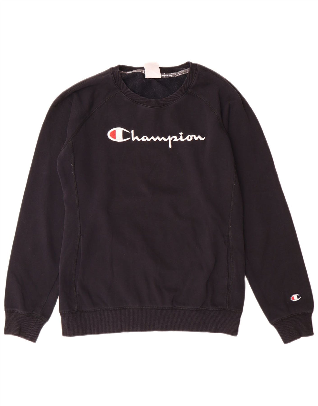 Felpa con grafica da donna CHAMPION Maglione UK 14 Cotone nero medio