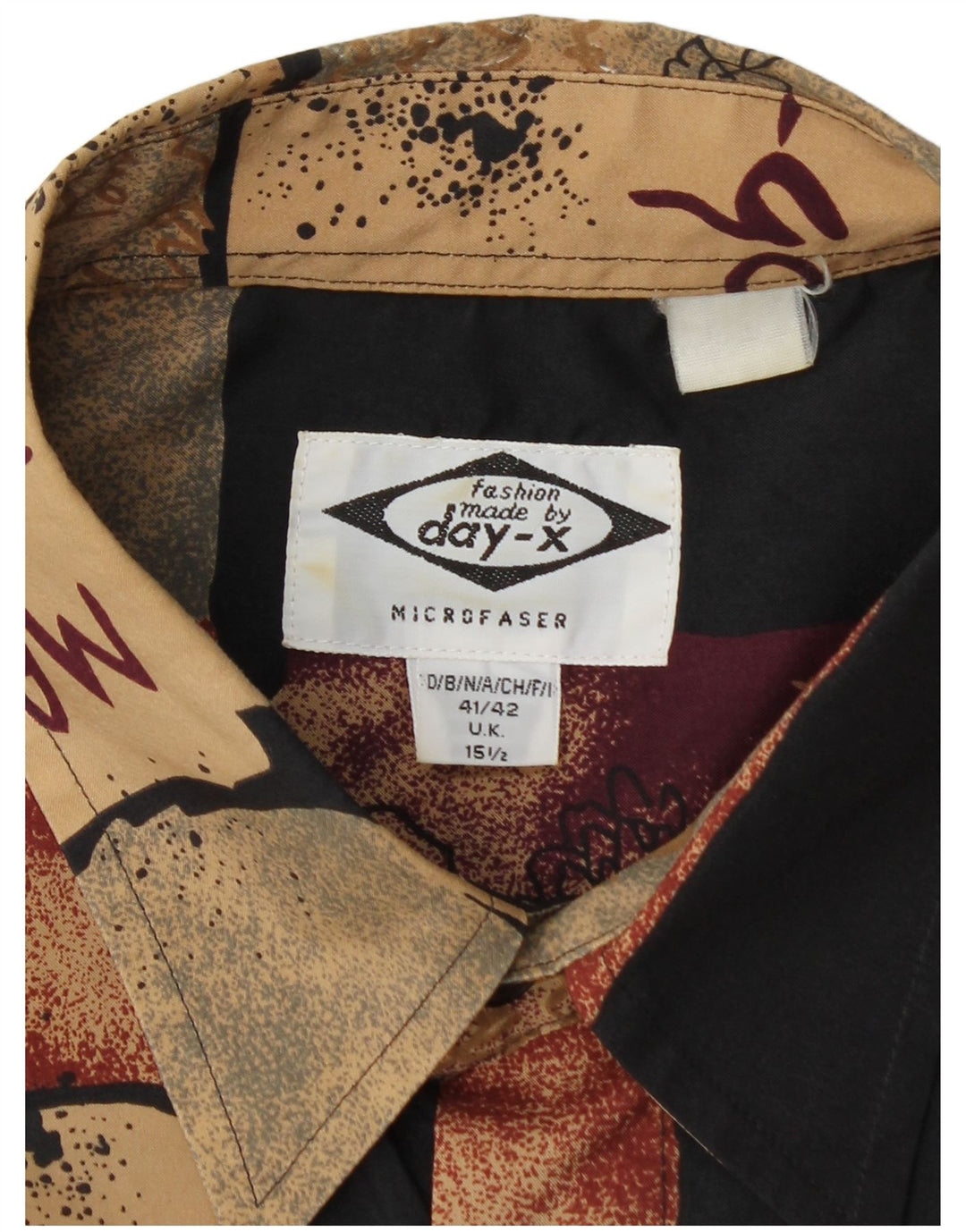 Camicia a maniche corte da uomo DAY-X taglia 15 1/2 poliestere patchwork beige medio