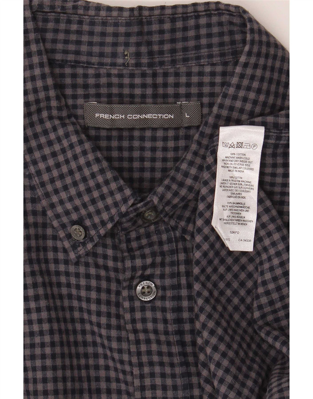 Camicia da uomo in flanella French Connection grande cotone a quadretti blu navy