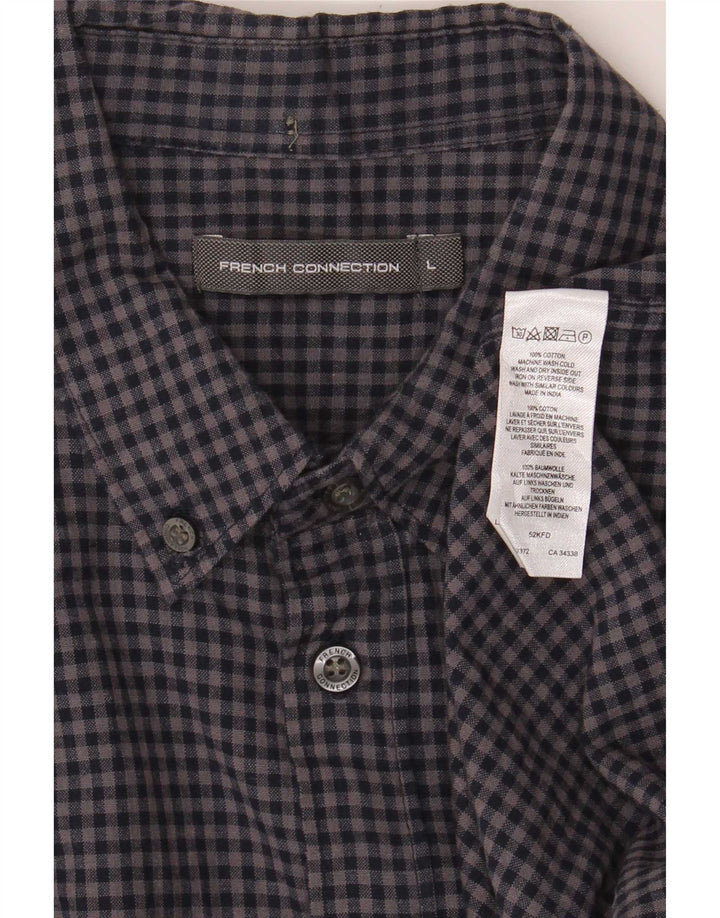 Camicia da uomo in flanella French Connection grande cotone a quadretti blu navy