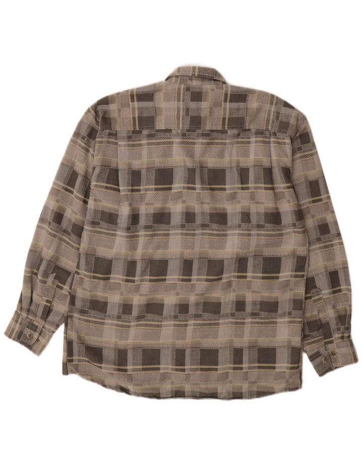 JAC TISSOT Camicia da uomo in flanella di cotone a quadri grigio medio
