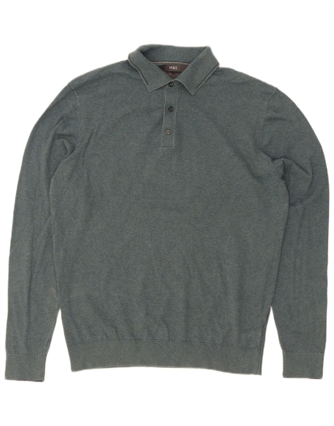 Maglione da uomo Marks & Spencer con collo alto in cotone verde medio