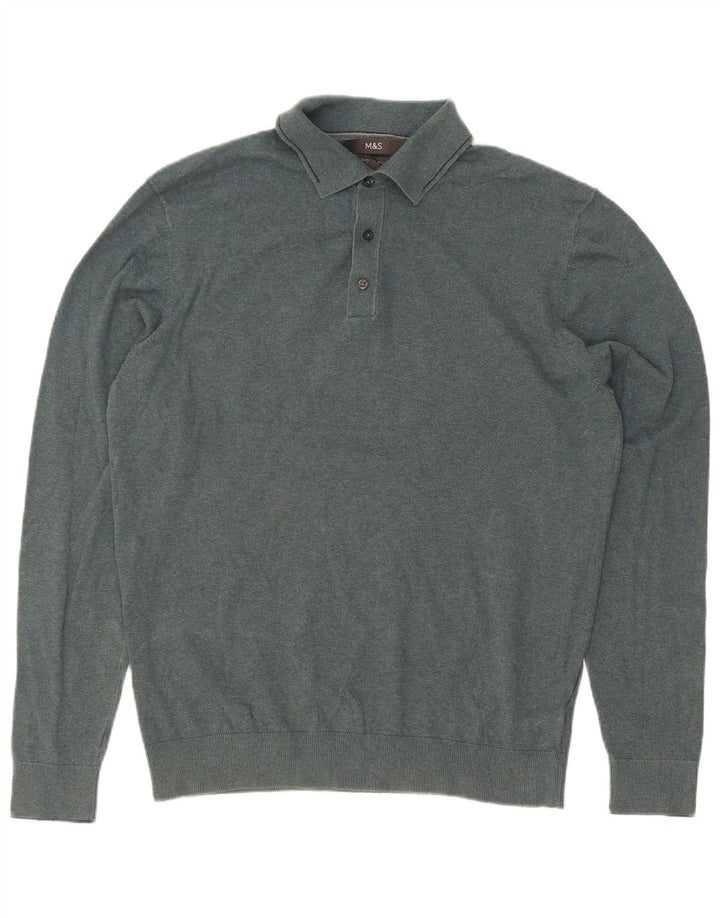 Maglione da uomo Marks & Spencer con collo alto in cotone verde medio