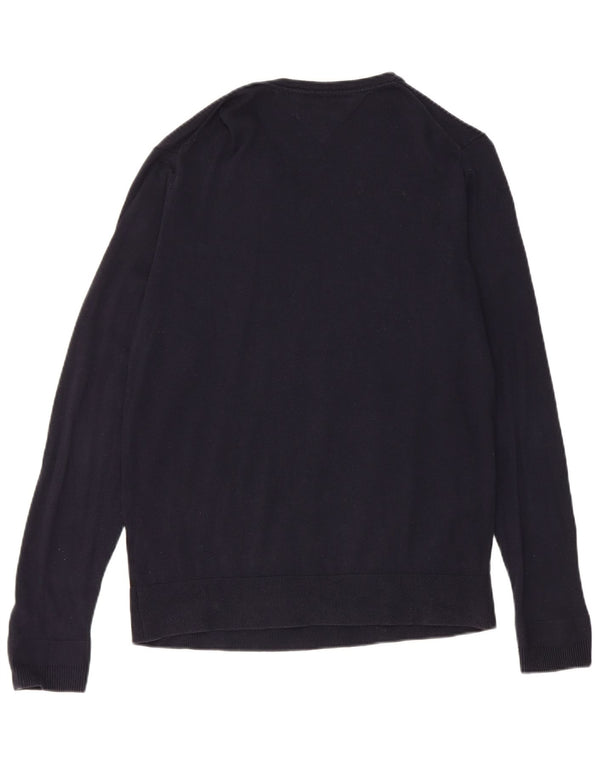 Maglione maglione con scollo a V da donna Tommy Hilfiger UK 14 Cotone medio blu navy