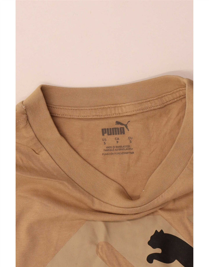 Puma T-shirt grafica da uomo Top Small in cotone beige