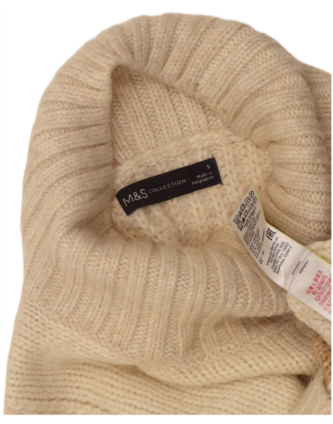 Maglione maglione a collo alto da donna Marks & Spencer UK 10 piccolo bianco sporco