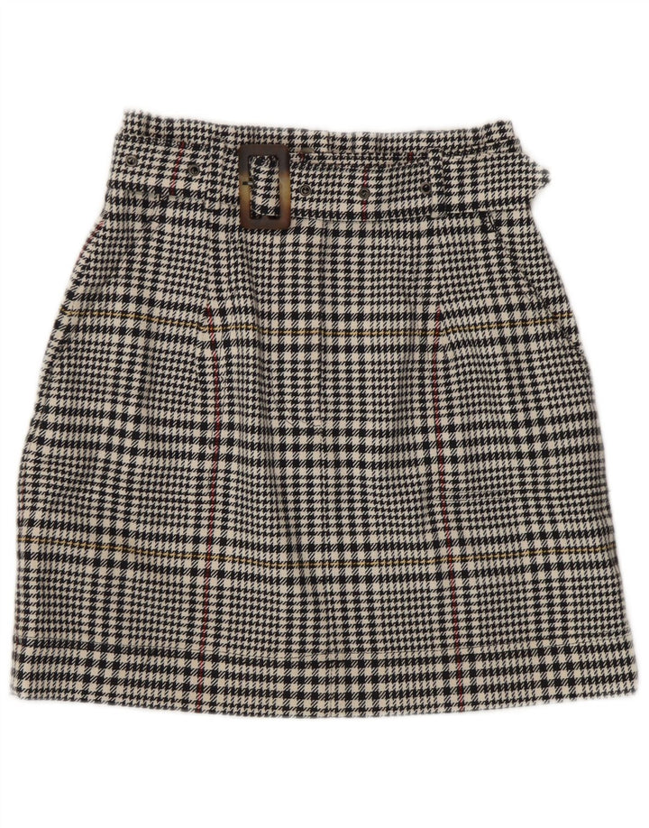 Minigonna da donna Marks & Spencer UK 8 piccola W26 cotone pied de poule nero