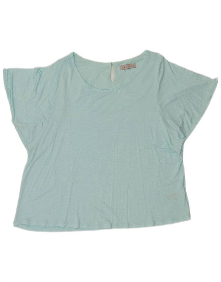 Marks & Spencer Womens Blouse Top UK 20 2XL Blue Flecked Viscose
