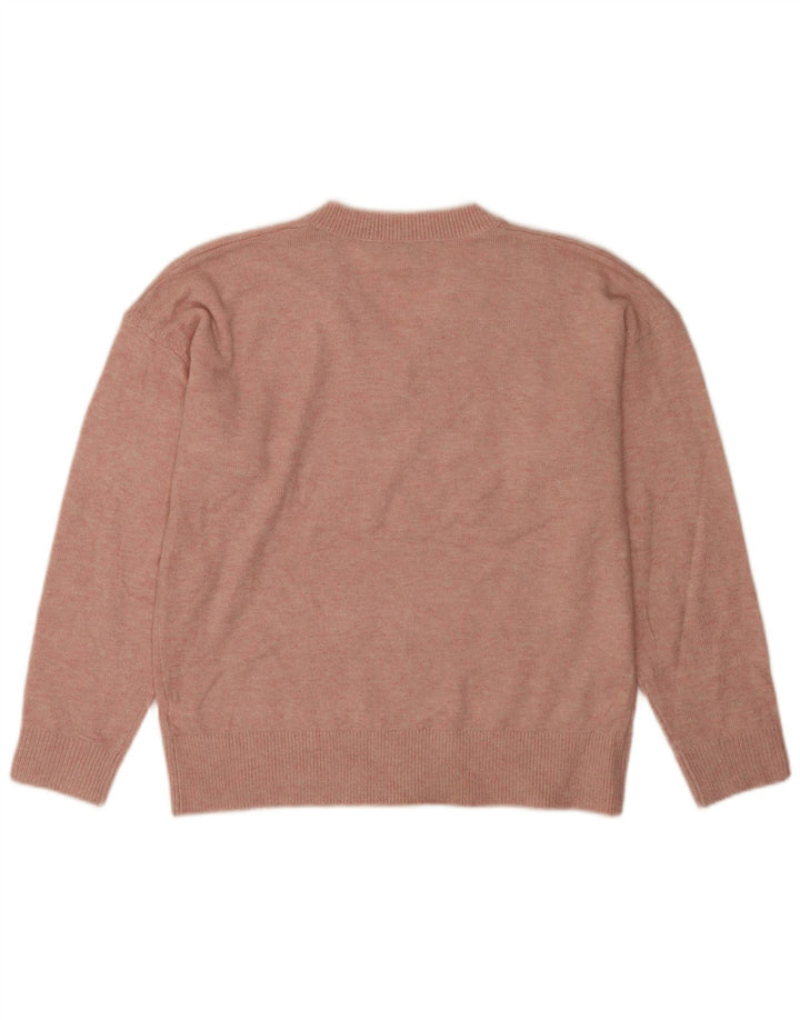 Maglione maglione con scollo a V da donna Marks & Spencer UK 14 Poliestere rosa medio