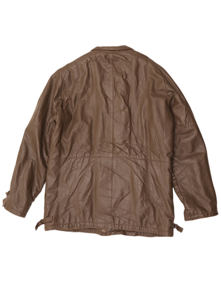 Giacca in pelle vintage da uomo IT 54 2XL Marrone