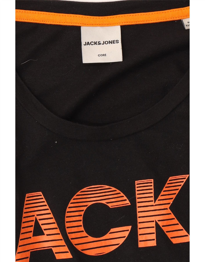 JACK & JONES Mens Graphic Top Long Sleeve Small Black Colourblock Vintage Jack & Jones and Second-Hand Jack & Jones from Messina Hembry 