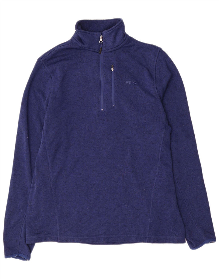 FILA Felpa da uomo con zip sul collo, maglione grande, blu navy, in poliestere