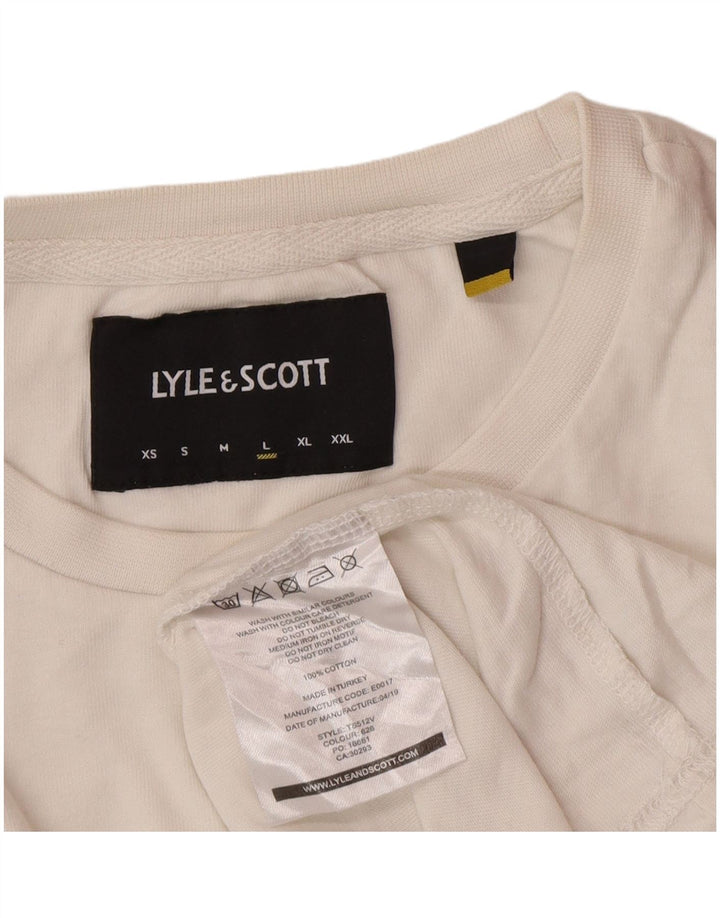 Lyle & Scott Top da uomo a manica lunga grande in cotone bianco