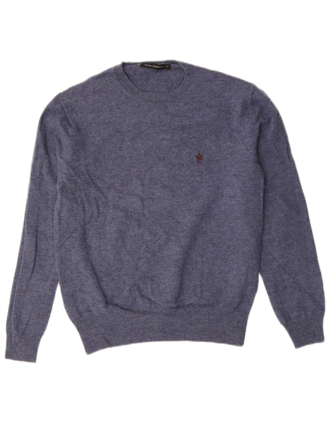 Maglione maglione girocollo da uomo French Connection blu medio in lana d'agnello