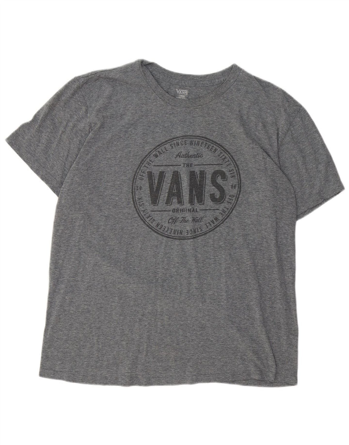 T-shirt grafica da uomo Vans grande in cotone grigio