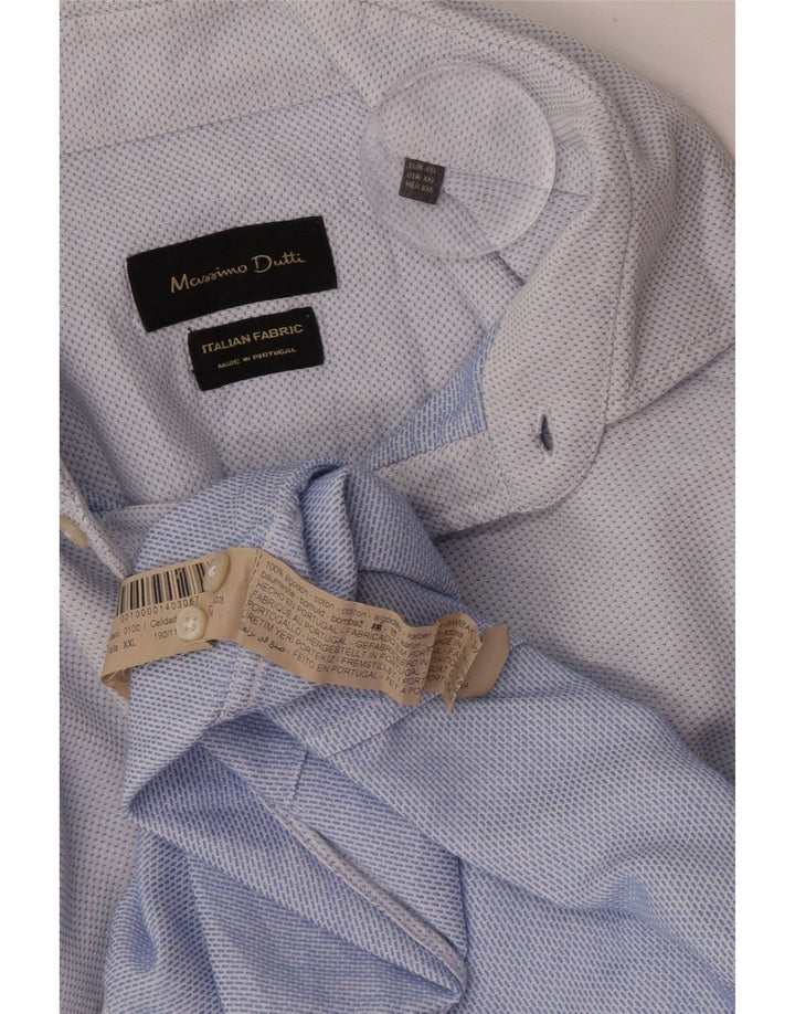 Camicia Uomo Massimo Dutti 2XL Cotone Maculato Blu