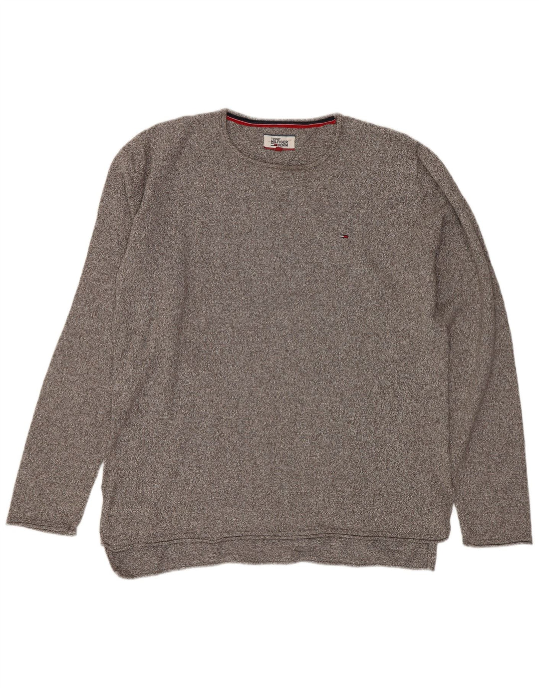 Maglione maglione girocollo da uomo Tommy Hilfiger cotone chiazzato grigio medio