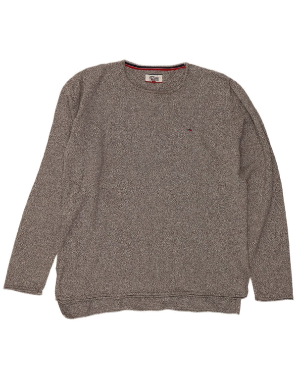 Maglione maglione girocollo da uomo Tommy Hilfiger cotone chiazzato grigio medio
