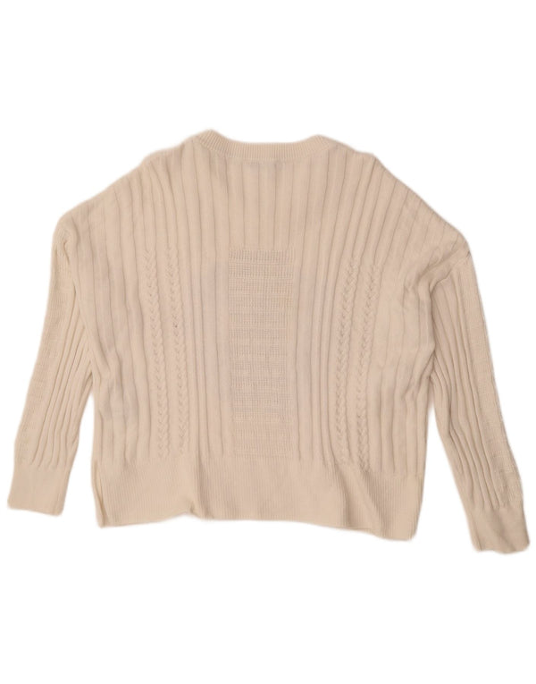 Maglione maglione girocollo con grafica da donna Tommy Hilfiger UK 14 bianco medio