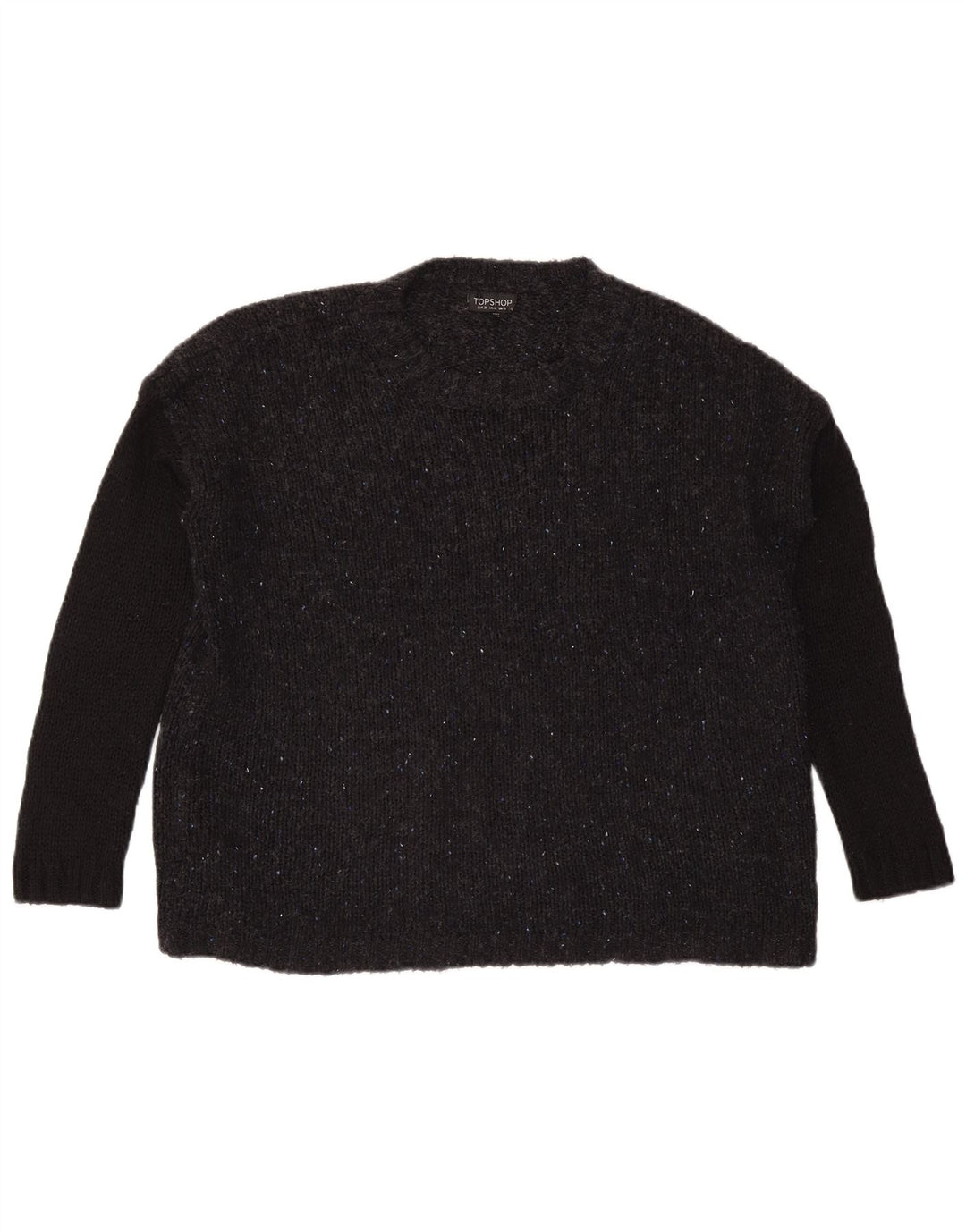 Maglione maglione girocollo oversize da donna Topshop UK 10 piccolo grigio chiazzato