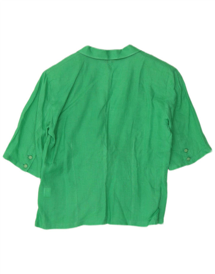 Giacca blazer vintage da donna a maniche corte a 1 bottone IT 44 Lino verde medio