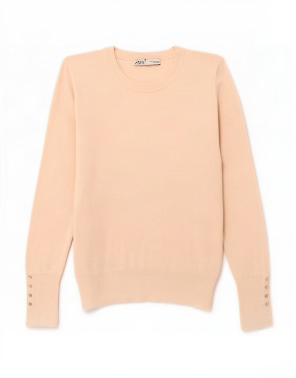 Maglione girocollo da donna Zara UK 10 piccolo in viscosa beige
