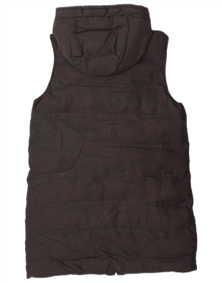 Gilet imbottito con cappuccio lungo da donna Zara UK 14 medio poliestere nero