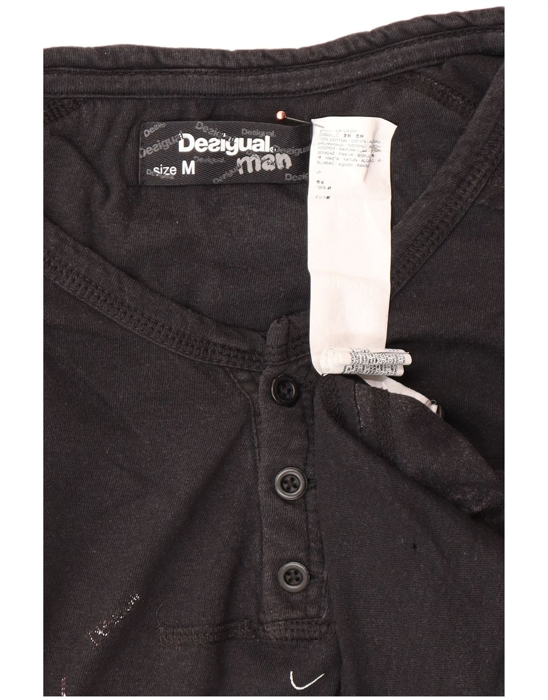 DESIGUAL T-shirt grafica da uomo Top in cotone nero medio