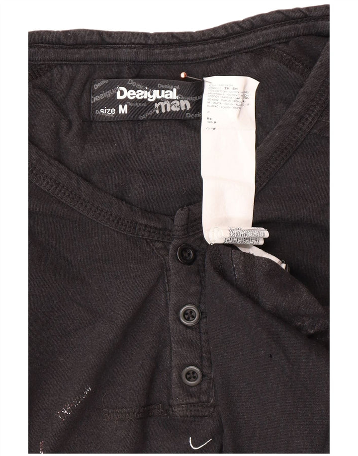 DESIGUAL T-shirt grafica da uomo Top in cotone nero medio