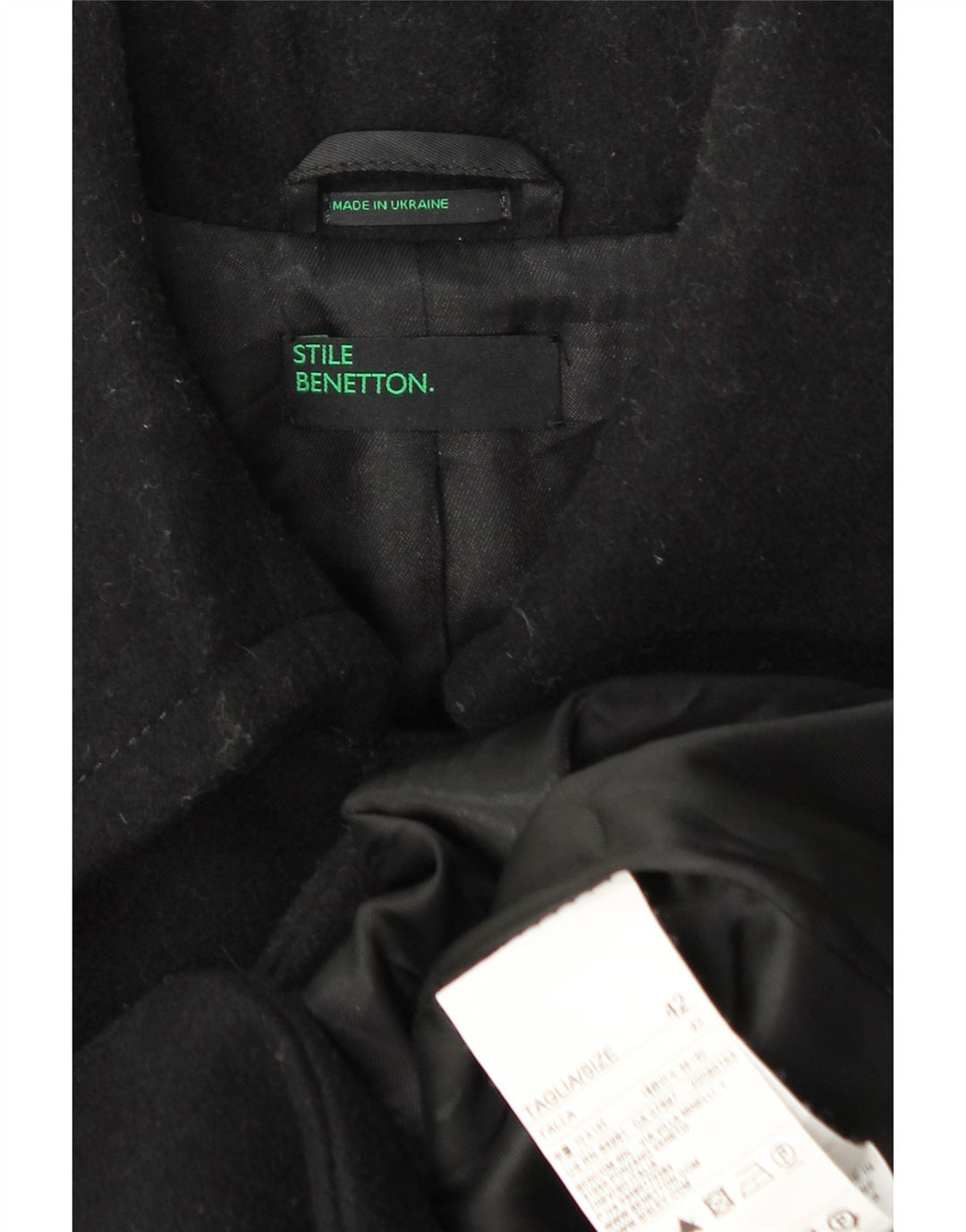 Cappotto Donna Benetton IT 42 Medio Nero Lana