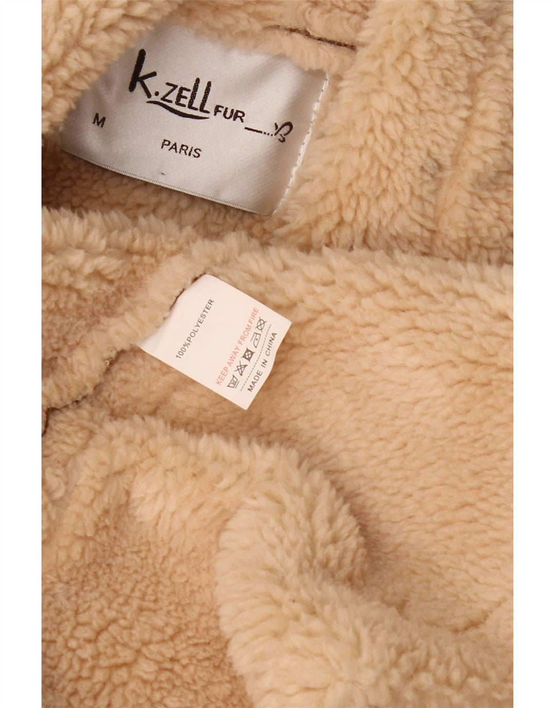 K. ZELL Cappotto sherpa da donna vestibilità ampia UK 14 Marrone medio geometrico