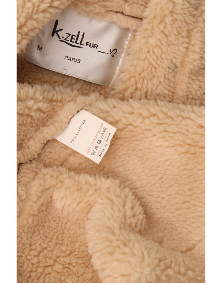 K. ZELL Cappotto sherpa da donna vestibilità ampia UK 14 Marrone medio geometrico