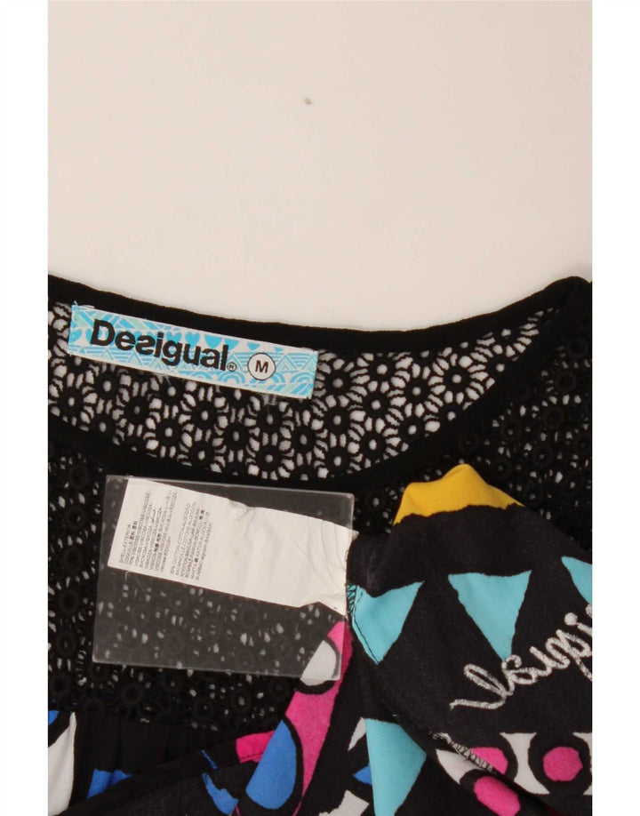 Desigual Top tunica grafica da donna UK 14 medio multicolore geometrico