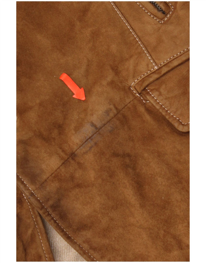 Giacca vintage in pelle scamosciata da uomo taglia 60 3XL in pelle marrone